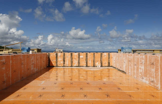 Infinity mirror pool at Palais Royal, Bidart