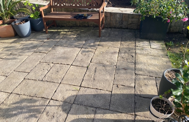 Renovation of exterior stone terrace with tile installation in Hendaye