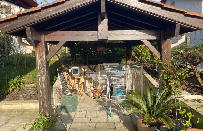 Renovation of exterior stone terrace with tile installation in Hendaye